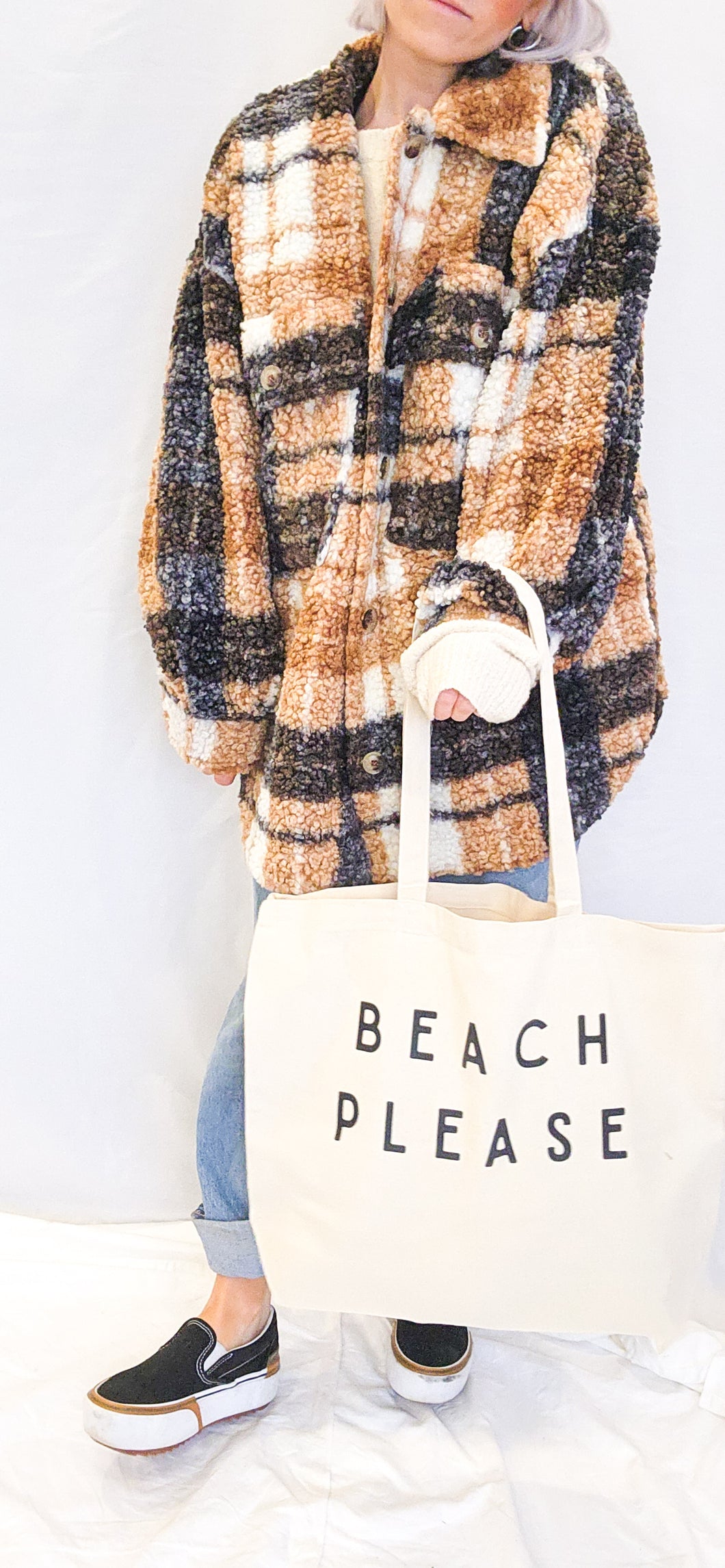 Beach Please Canvas Tote